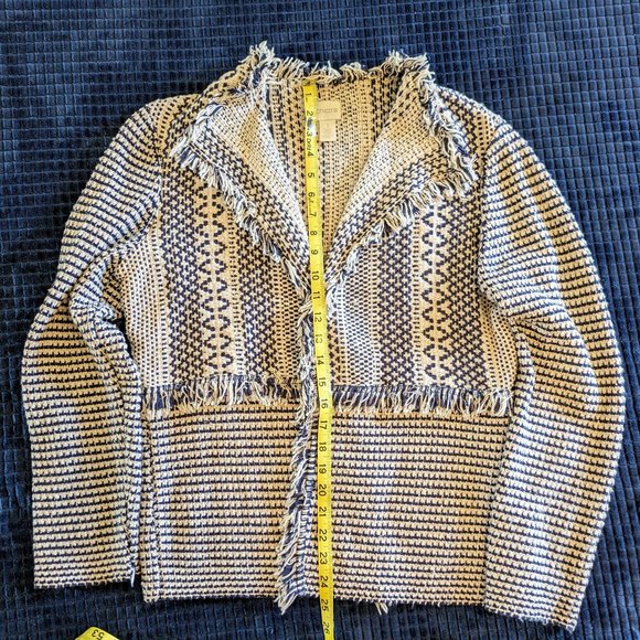 Chico’s cardigan wrap (no buttons) navy/cream Sz 1 (S) - Picture 5 of 9